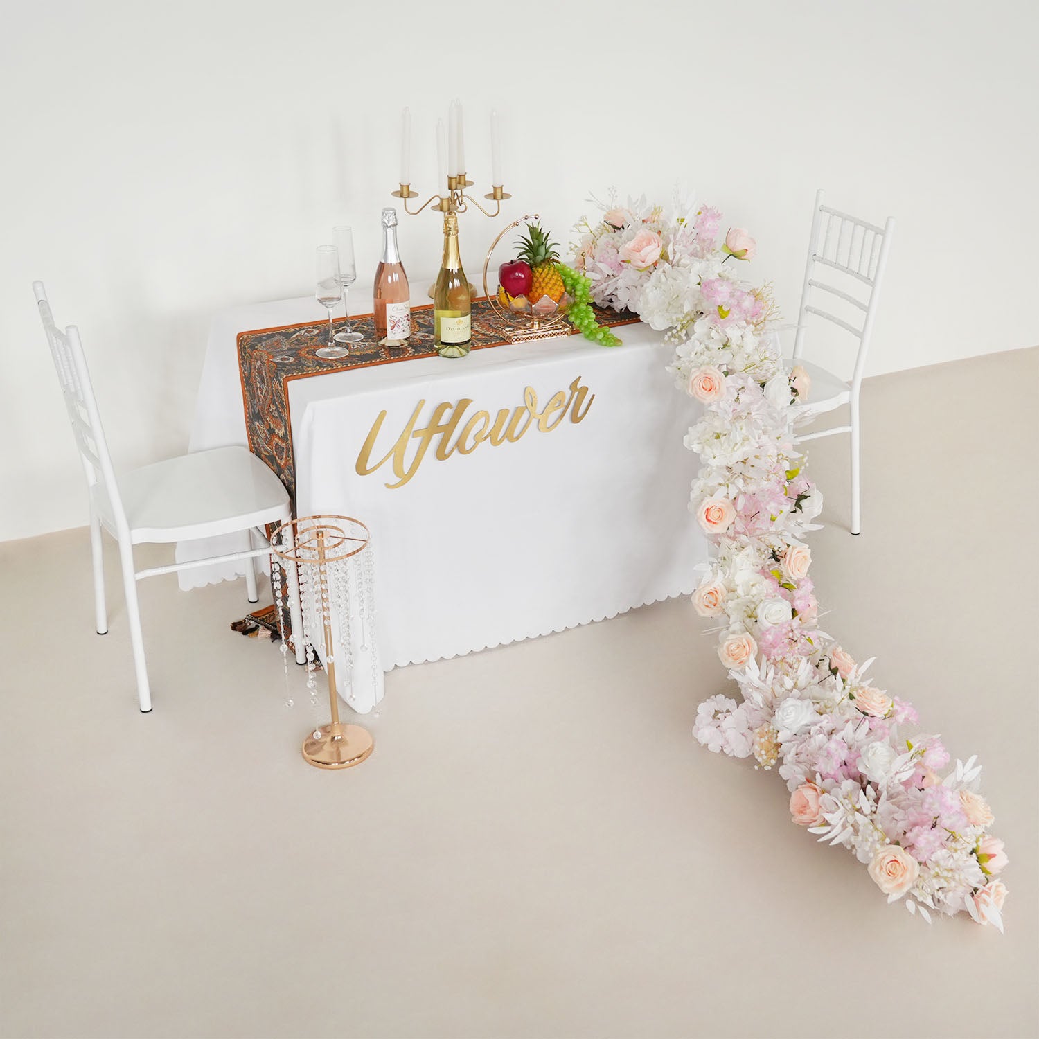 Uflower Artificial Flower Row Sofa Table Runner Floor Flower Arrangement